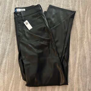 Old Navy Black Faux Leather High-Rise  Straight Leg Pants
